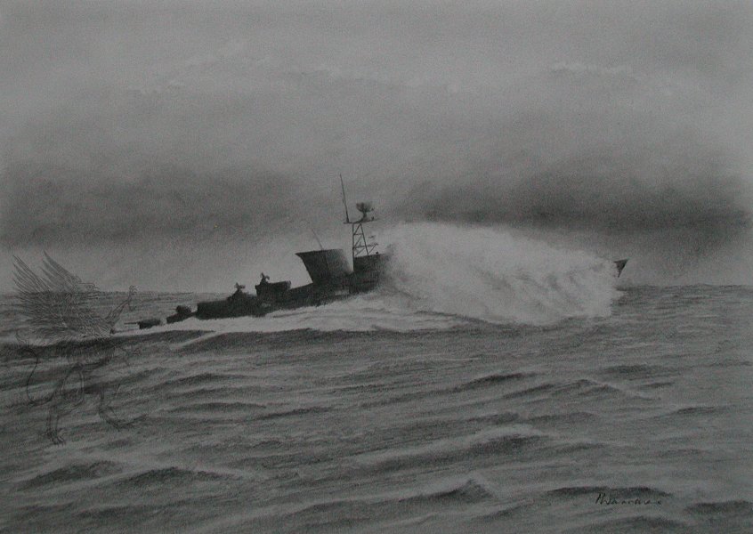 'FGS Karlsruhe', Koln Class Frigate in a rough sea!