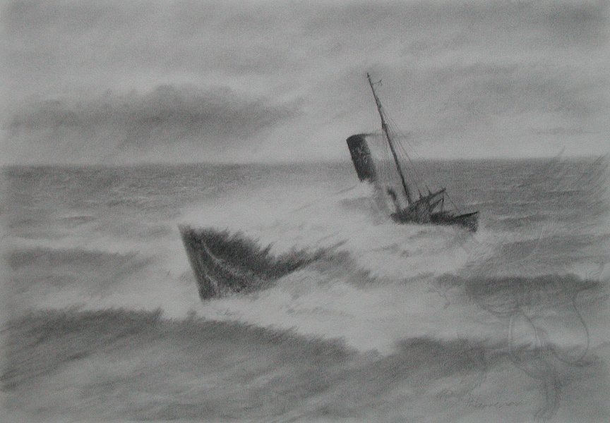 'Trawlerman',Scottish Steam Drifter, Running for Home Port.